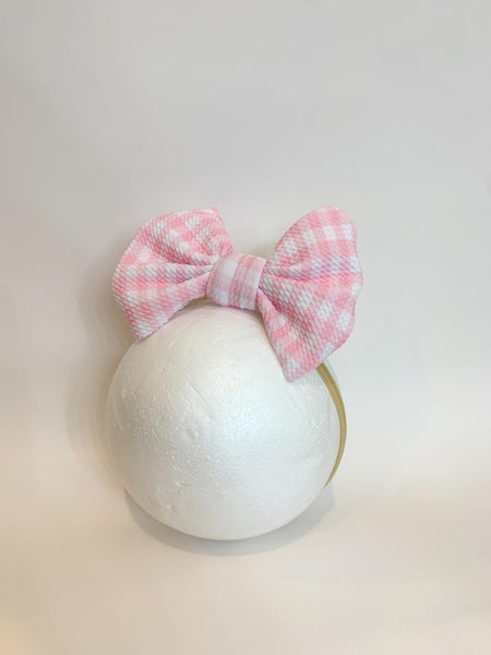 Pink Plaid Bow on Nylon