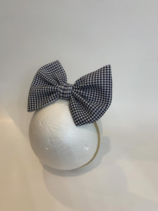 Houndstooth Black White Bow on Nylon